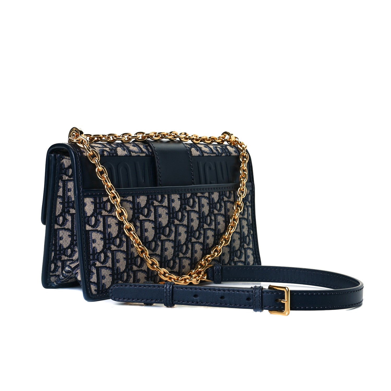 Christian Dior Oblique 30 Montaigne Chain Flap Bag Blue 3 of 7