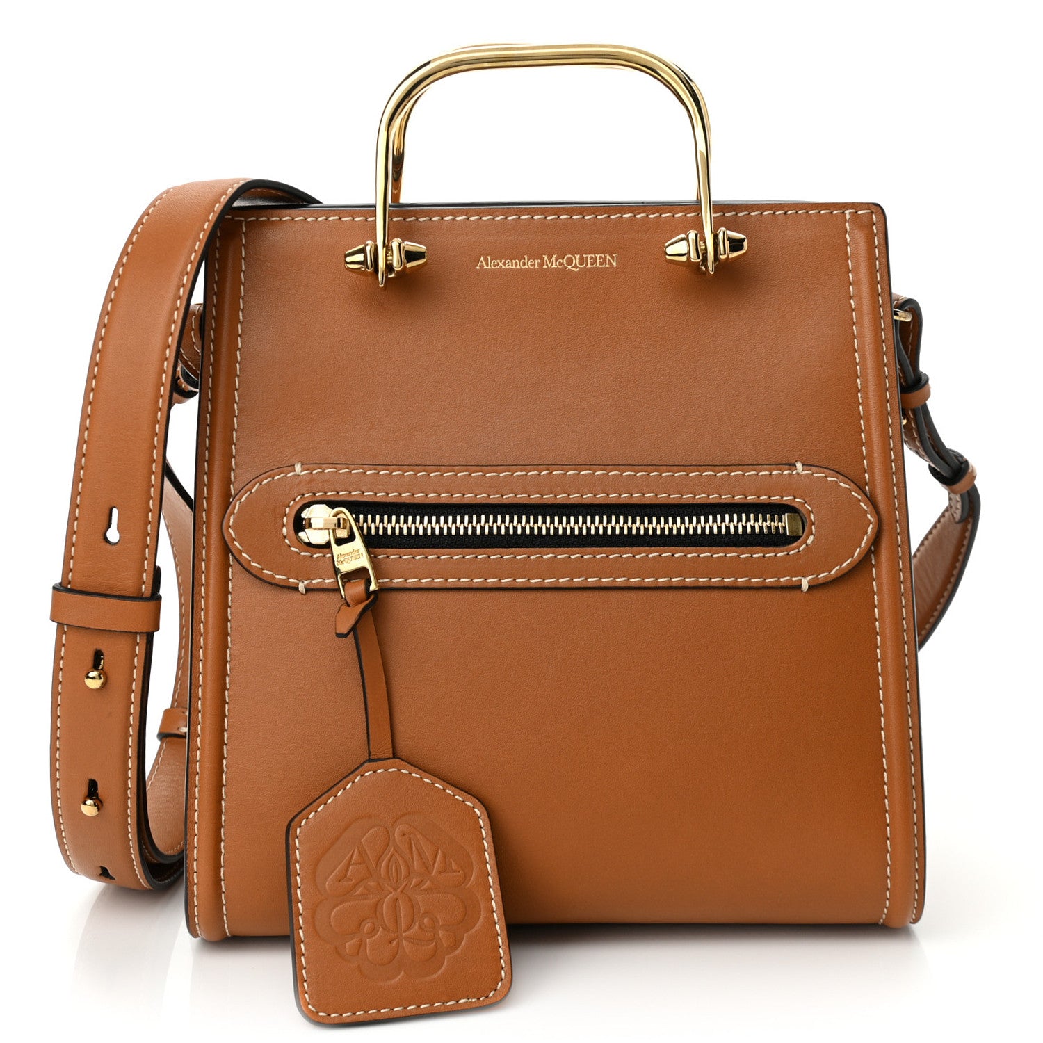 Alexander McQueen Calfskin The Short Story Shoulder Bag Tan 1 of 9