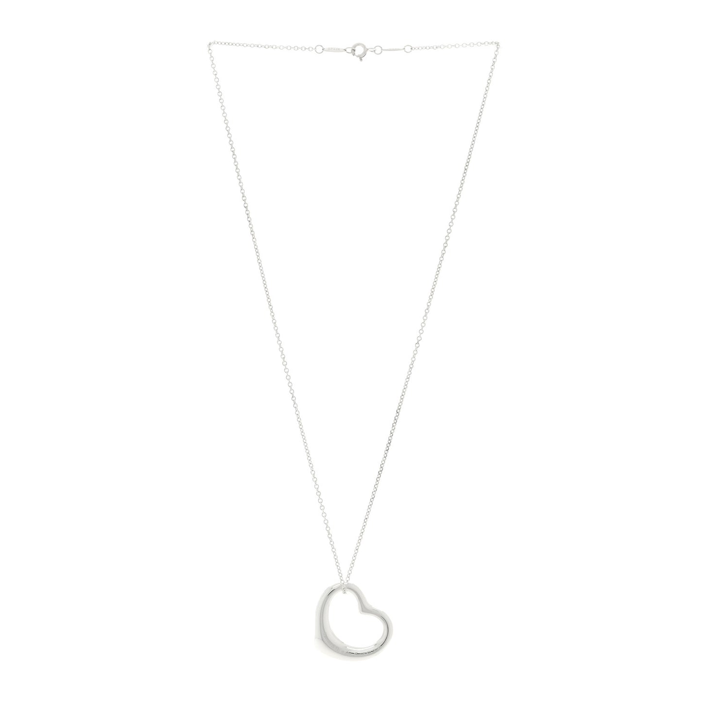 Sterling Silver 27mm Elsa Peretti Open Heart Pendant Necklace