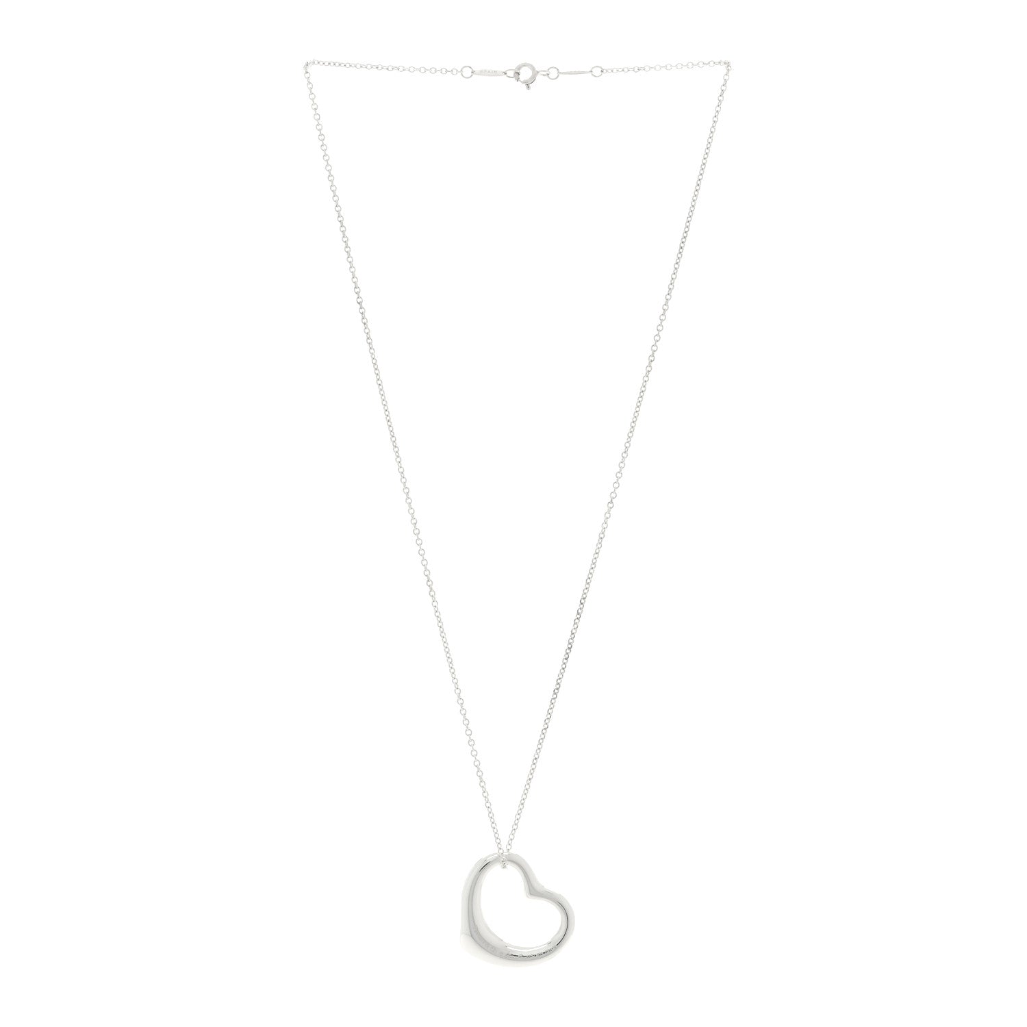 Tiffany Sterling Silver 27mm Elsa Peretti Open Heart Pendant Necklace 3 of 5
