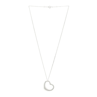 Tiffany Sterling Silver 27mm Elsa Peretti Open Heart Pendant Necklace 3 of 5