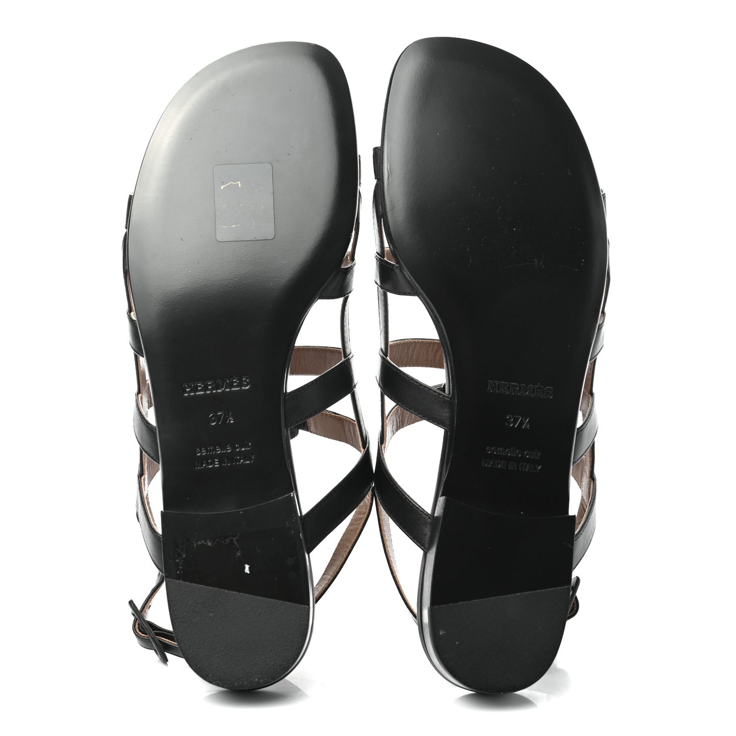Calfskin Transat Buckle Sandals 37.5 Black
