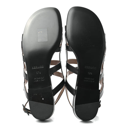 Hermes Calfskin Transat Buckle Sandals 37.5 Black 5 of 8