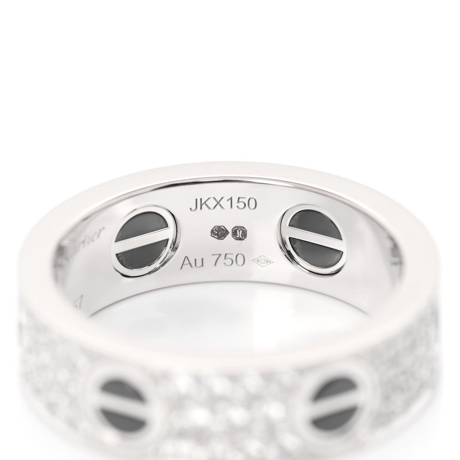 Cartier 18K White Gold Diamond Ceramic LOVE Paved Ring 57 8 5 of 6