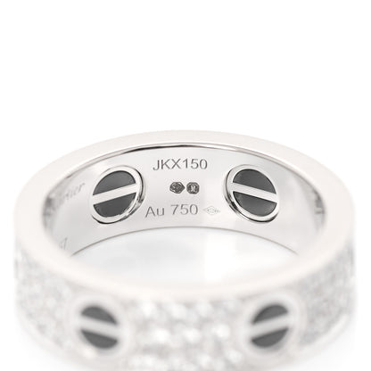Cartier 18K White Gold Diamond Ceramic LOVE Paved Ring 57 8 5 of 6