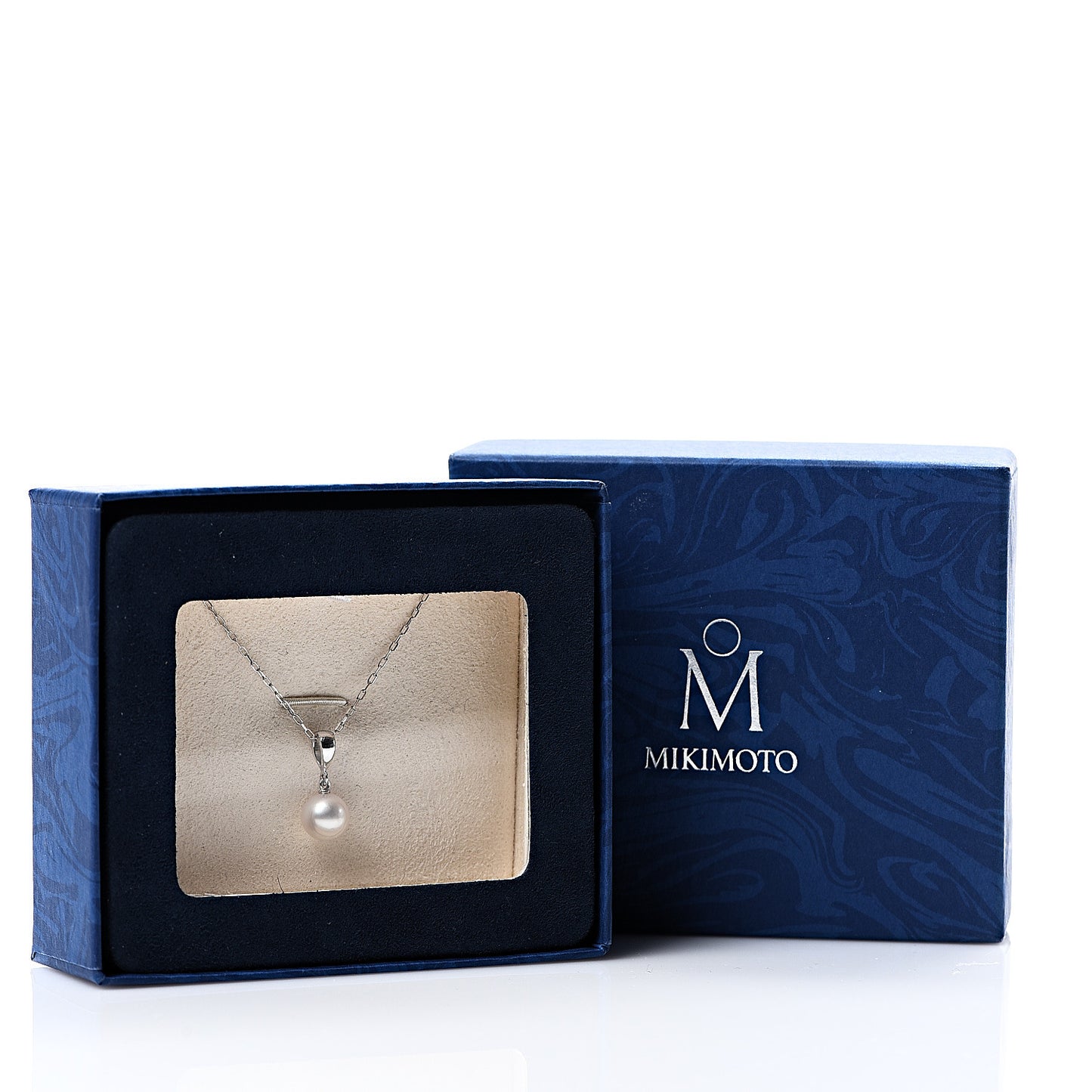 18K White Gold Akoya Pearl 7.5mm Pendant Necklace