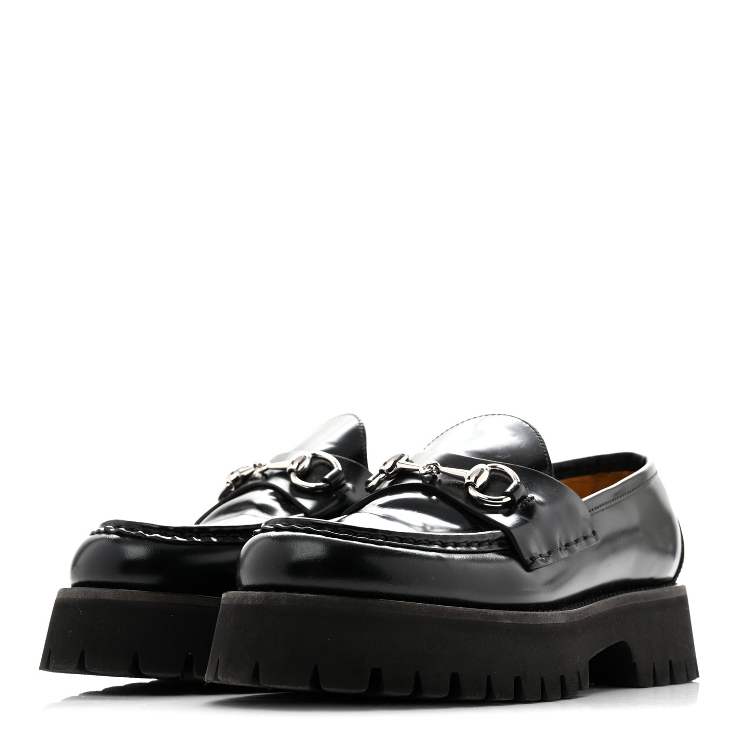 Cordovan Lux Womens Horsebit 45mm Platform Loafers 38.5 Black