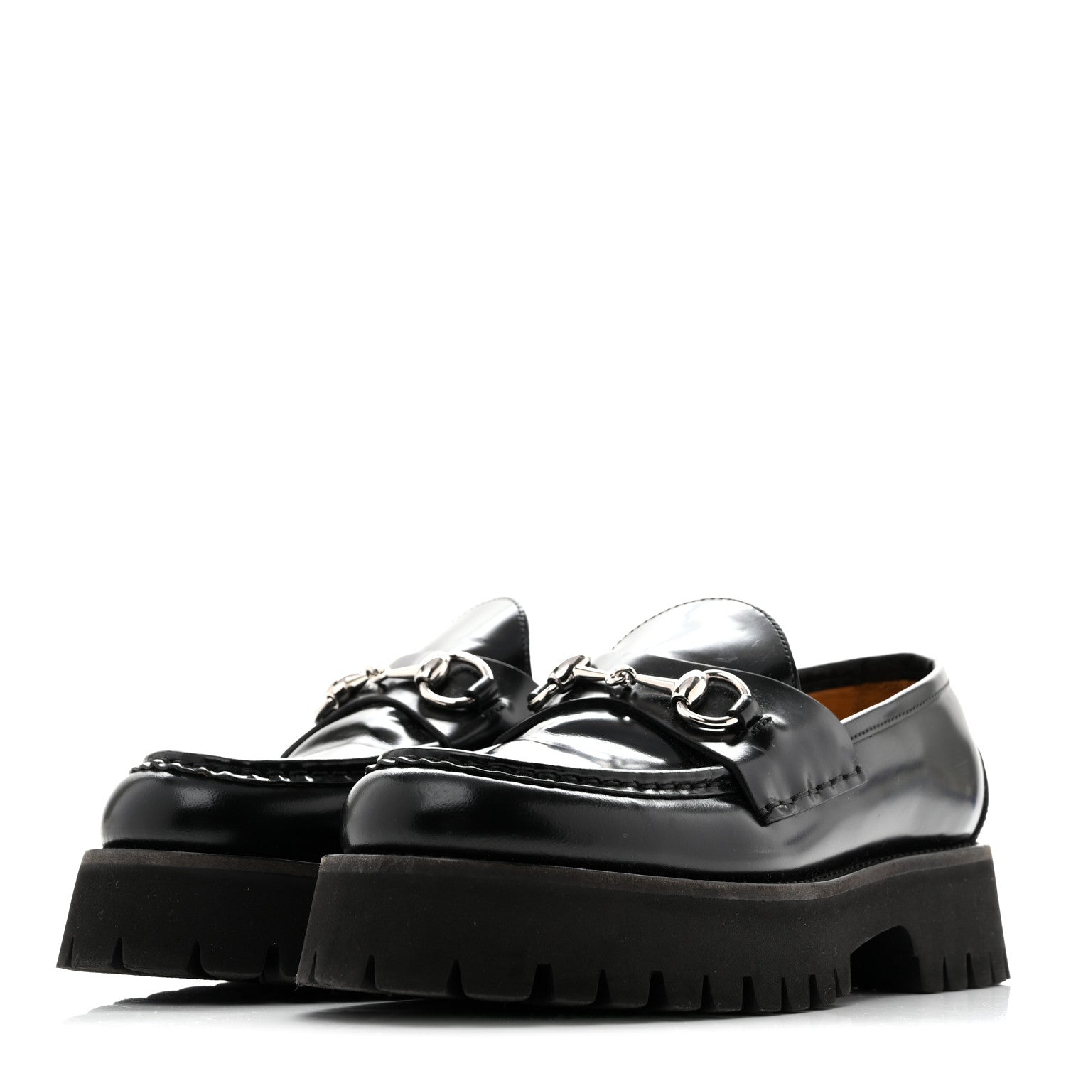 Gucci Cordovan Lux Womens Horsebit 45mm Platform Loafers 38.5 Black 4 of 11