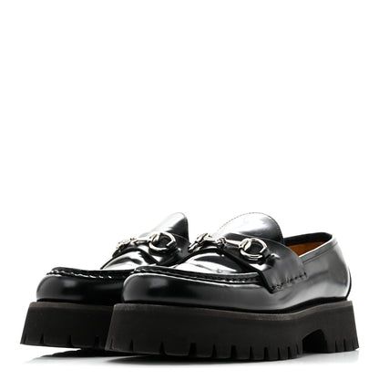 Gucci Cordovan Lux Womens Horsebit 45mm Platform Loafers 38.5 Black 4 of 11
