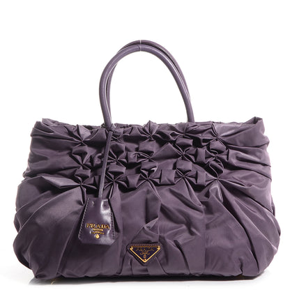 Prada Tessuto Nylon Origami Pleated Handbag Purple 1 of 10