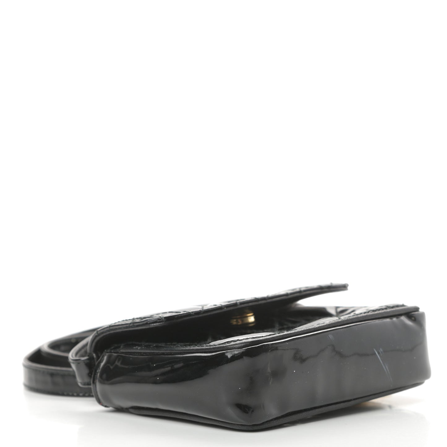 Patent Cannage Mini Crossbody Pouch Black