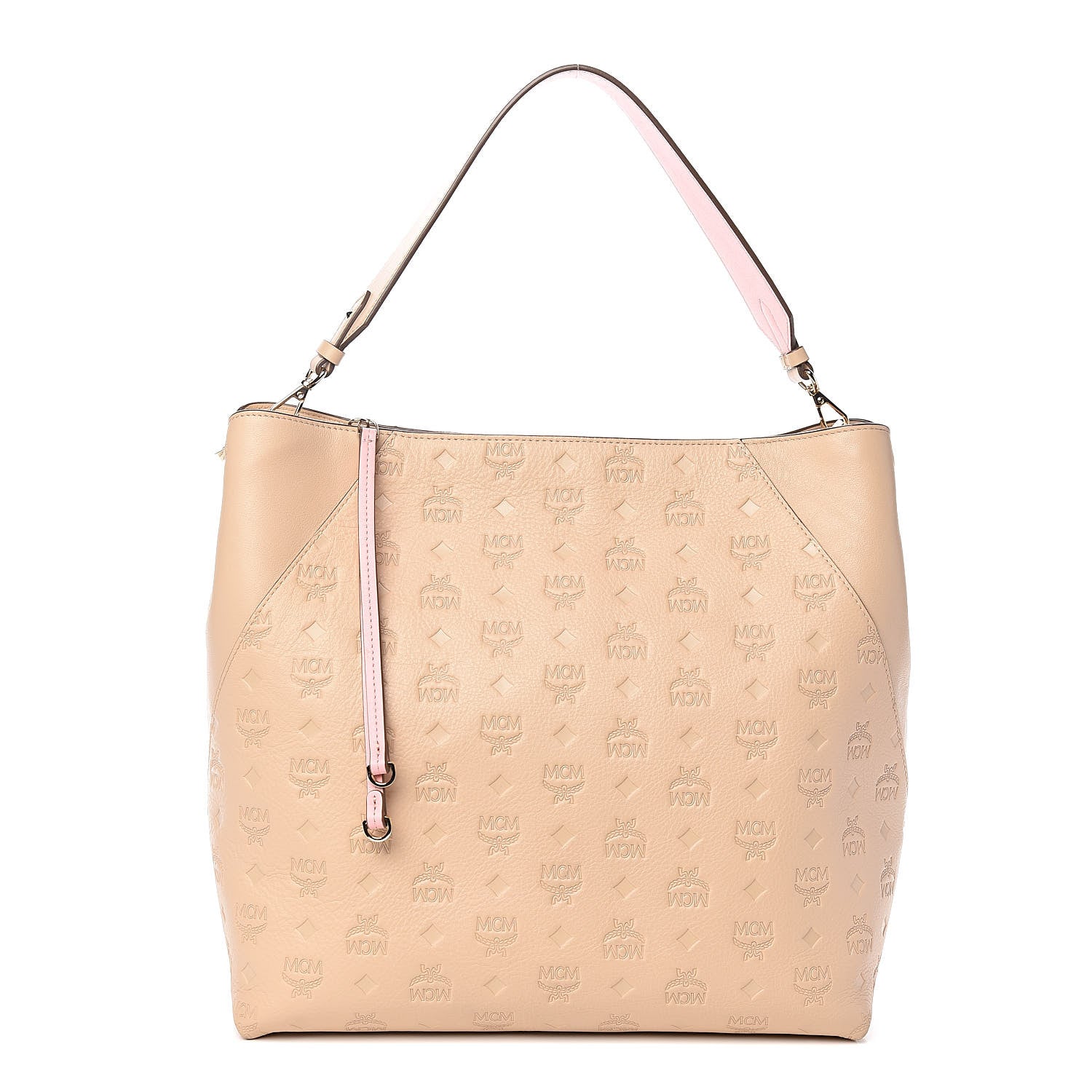 MCM Calfskin Ottomar Monogram Large Klara Hobo New Beige 1 of 12