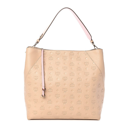 MCM Calfskin Ottomar Monogram Large Klara Hobo New Beige 1 of 12