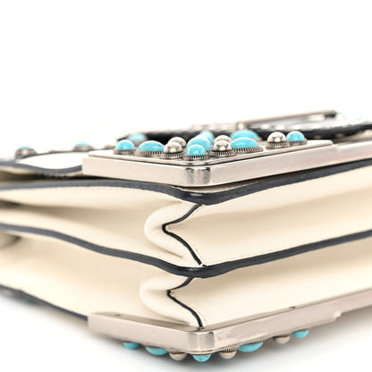 Prada City Calf Studded Folk Cahier Bag Black White 8 of 10