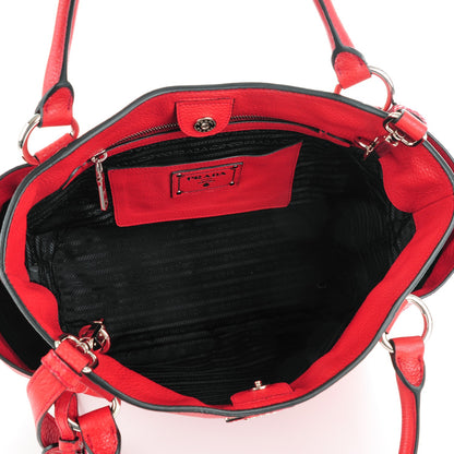 Prada Vitello Daino Side Pocket Tote Rosso 5 of 8