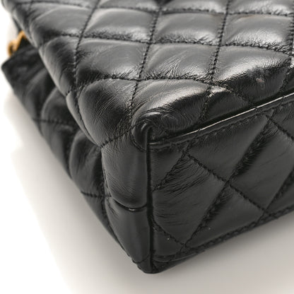 Chanel Shiny Aged Calfskin Quilted Nano Kelly Shopper Black 8 of 16