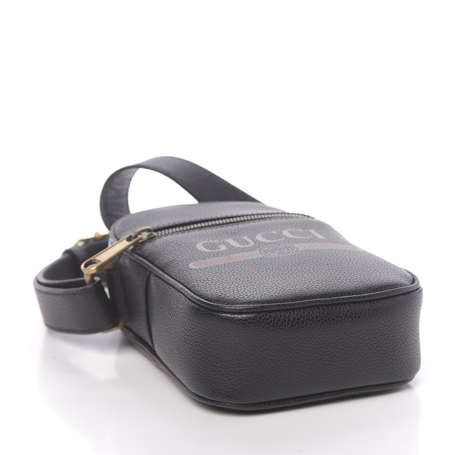 Grained Calfskin Mini Logo Messenger Bag Black