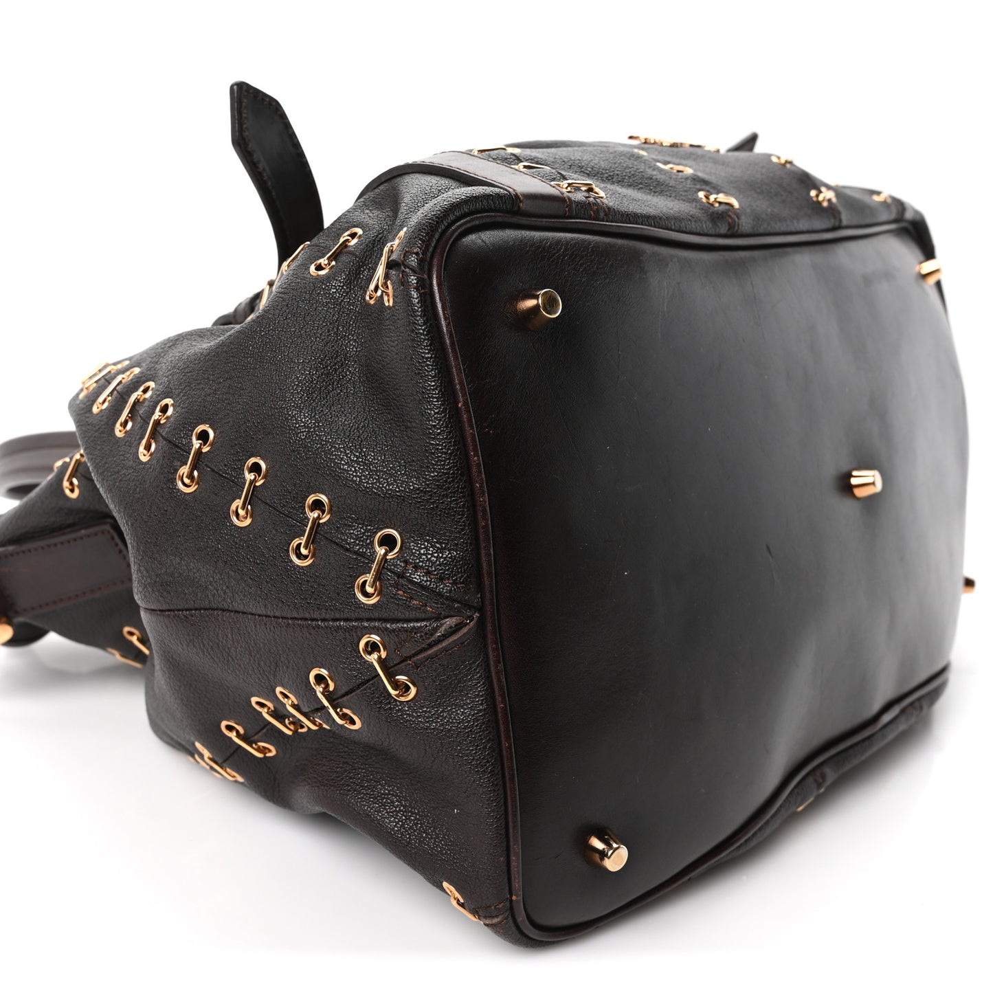 Calfskin Metal Stitch Lowry Chocolate Brown