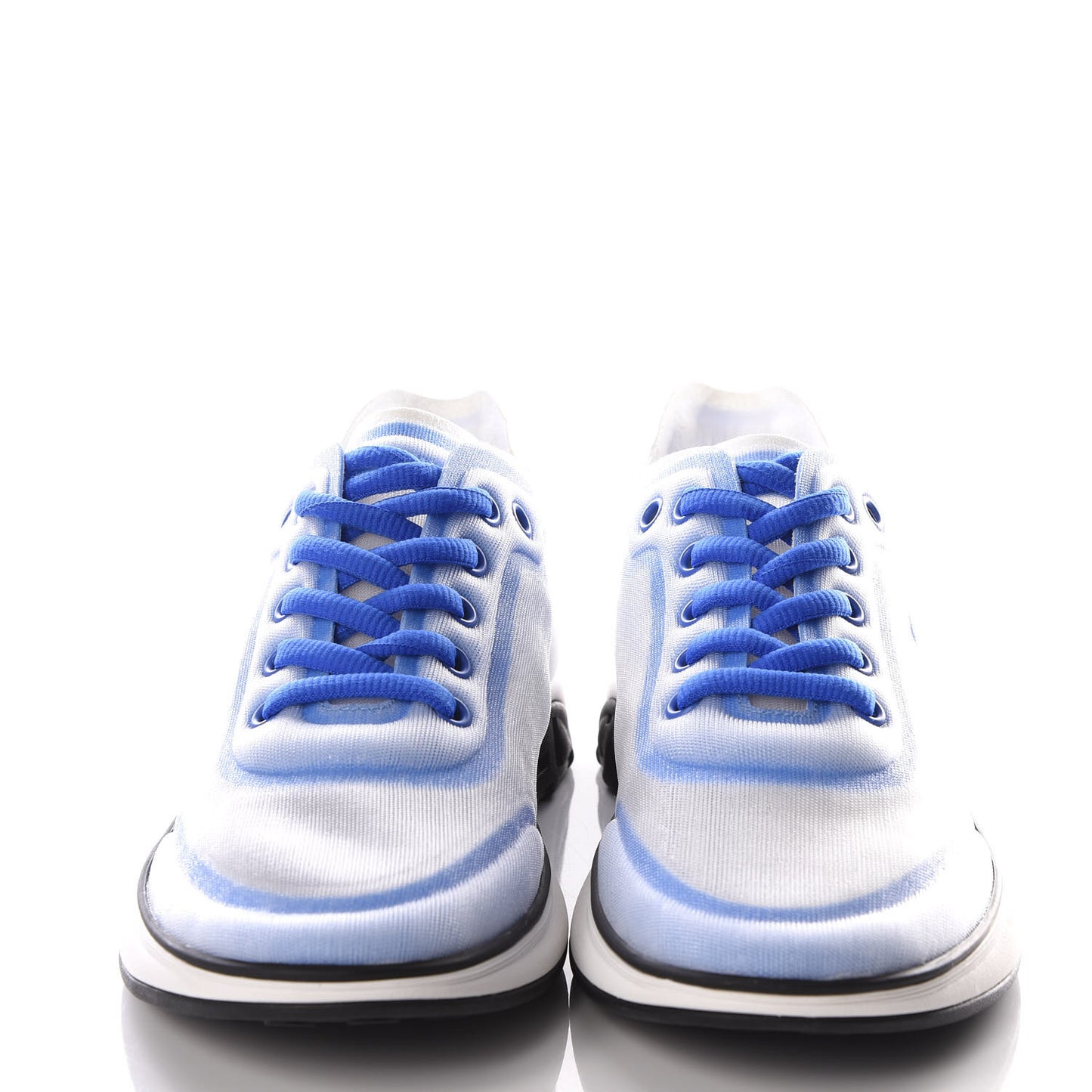 Calfskin Mesh Lycra Womens Logo Sneakers 36.5 White Blue