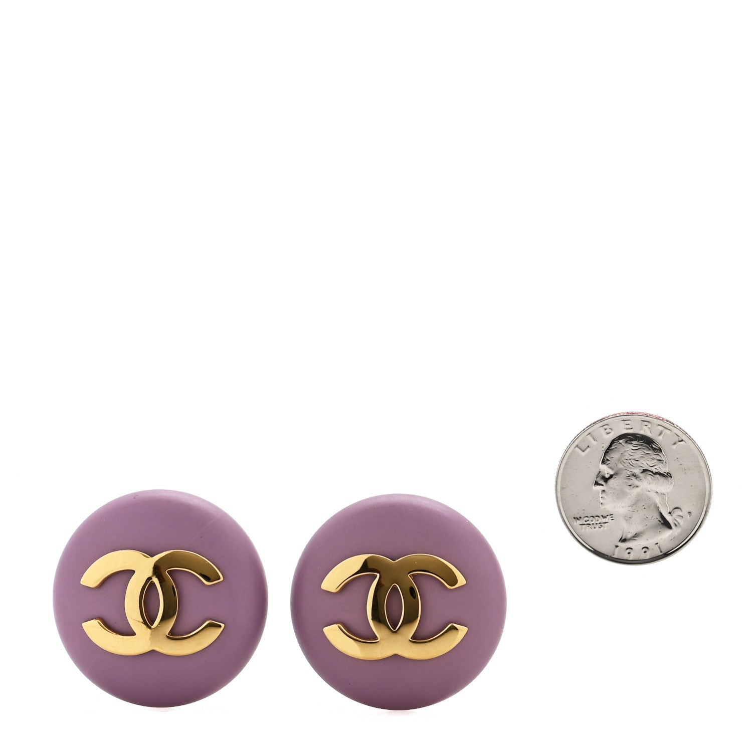 Chanel Resin CC Clip On Earrings Purple 2 of 5