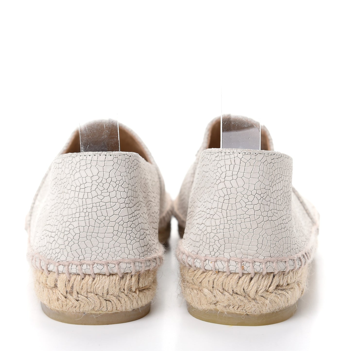 Crackled Calfskin Espadrilles 40 Beige Black