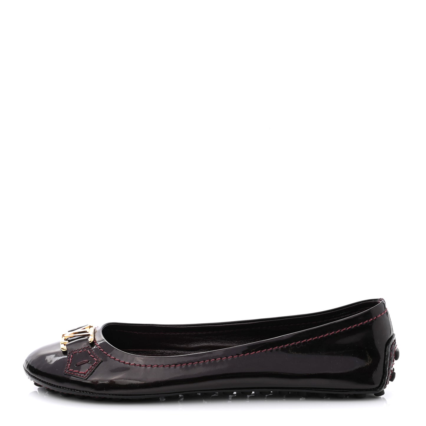 Patent Calfskin Oxford Ballerina Flats 38 Amarante