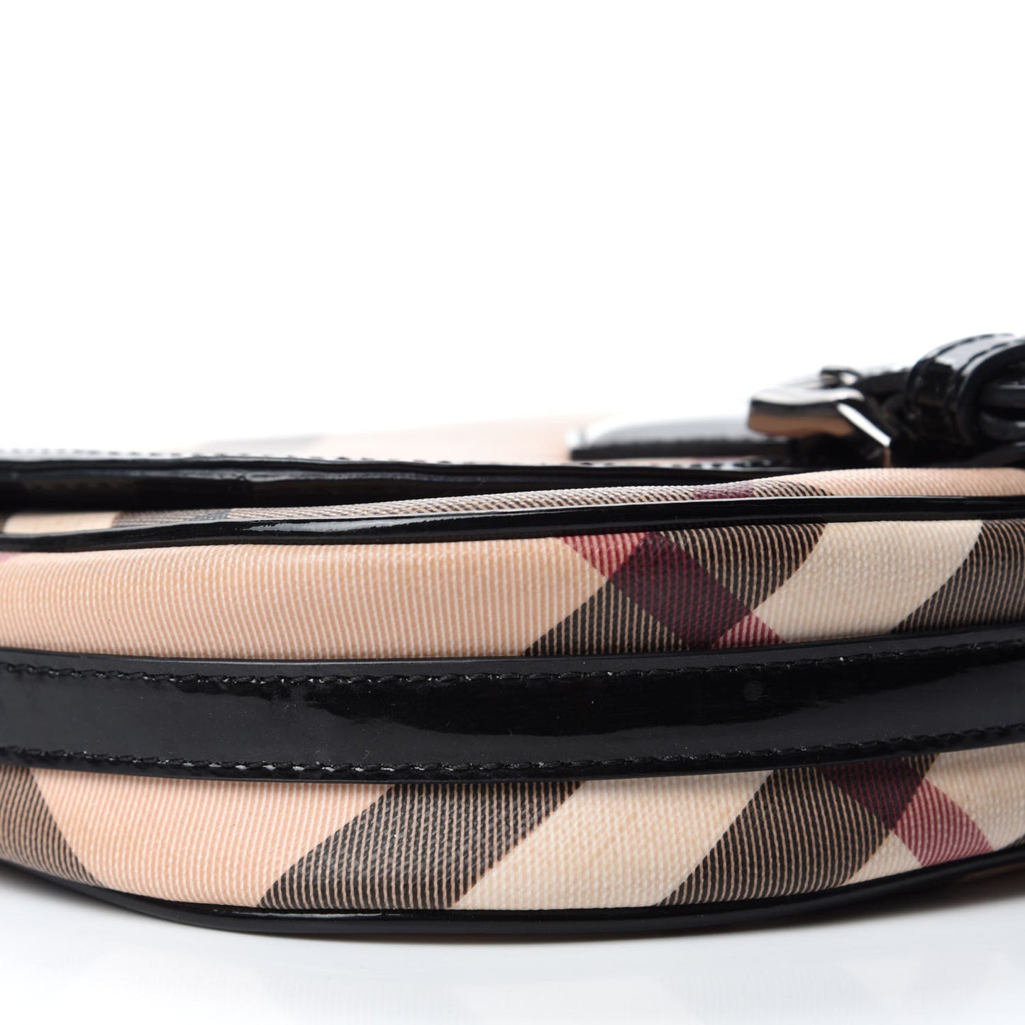 Patent Nova Check Crossbody Bag Black