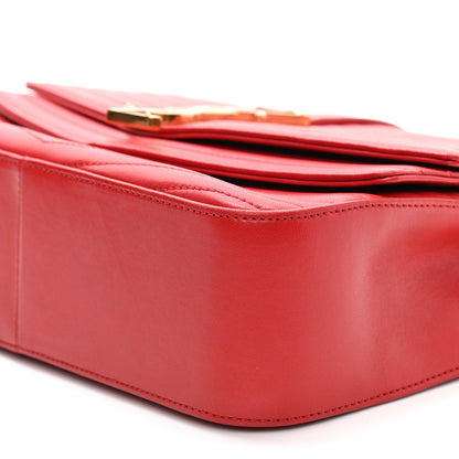 Saint Laurent Lambskin Matelasse Chevron Monogram Medium Sulpice Bag Red 10 of 12