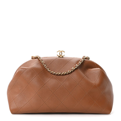 Chanel Lambskin Quilted Clutch With Chain Brown 1 of 10