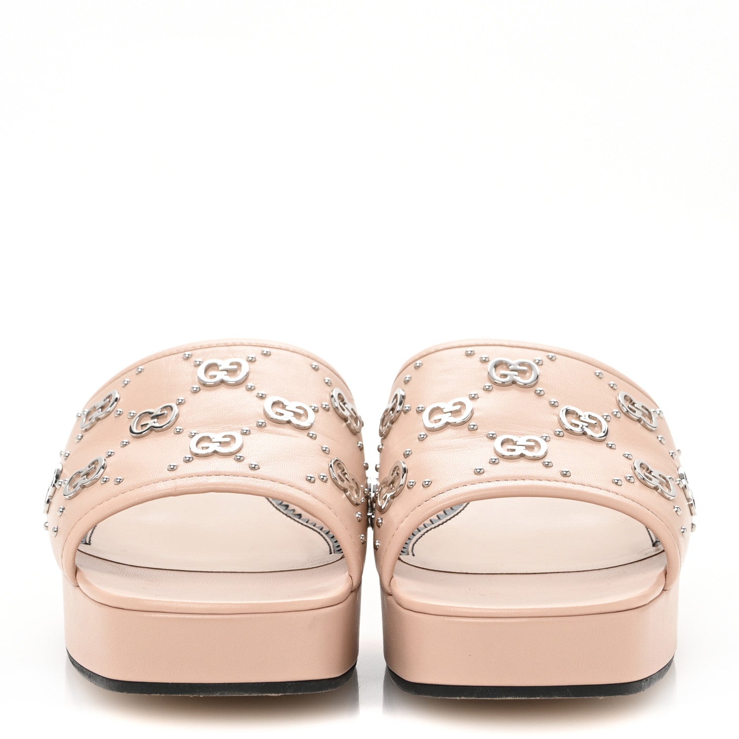 Gucci Malaga Kid Interlocking G Studs 25/85mm Platform Sandals 39.5 Perfect Pink 3 of 10