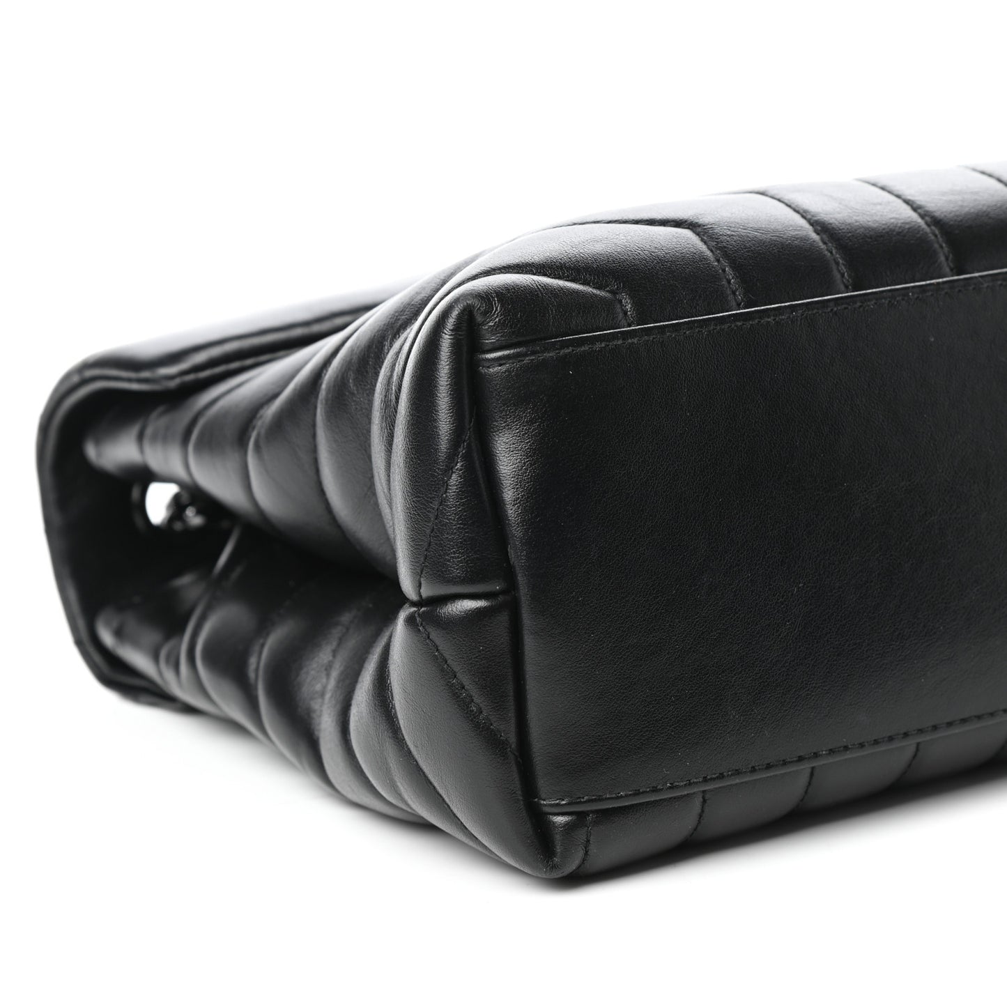 Calfskin Y Quilted Monogram Medium Loulou Chain Satchel Black