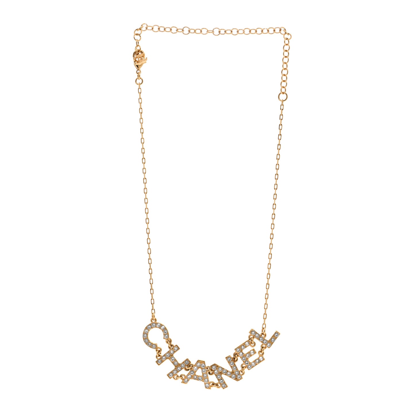Metal Crystal 90's Icon Logo Necklace Gold