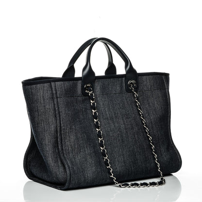 Chanel Canvas Large Deauville Tote Dark Blue 3 of 7