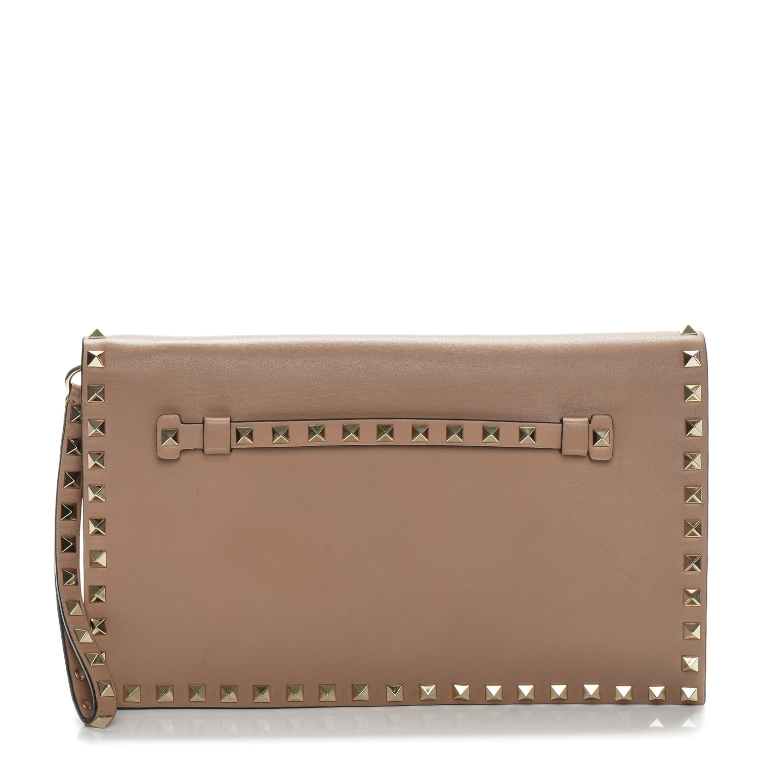 Valentino Garavani Nappa Rockstud Wristlet Clutch Alpaca 1 of 8