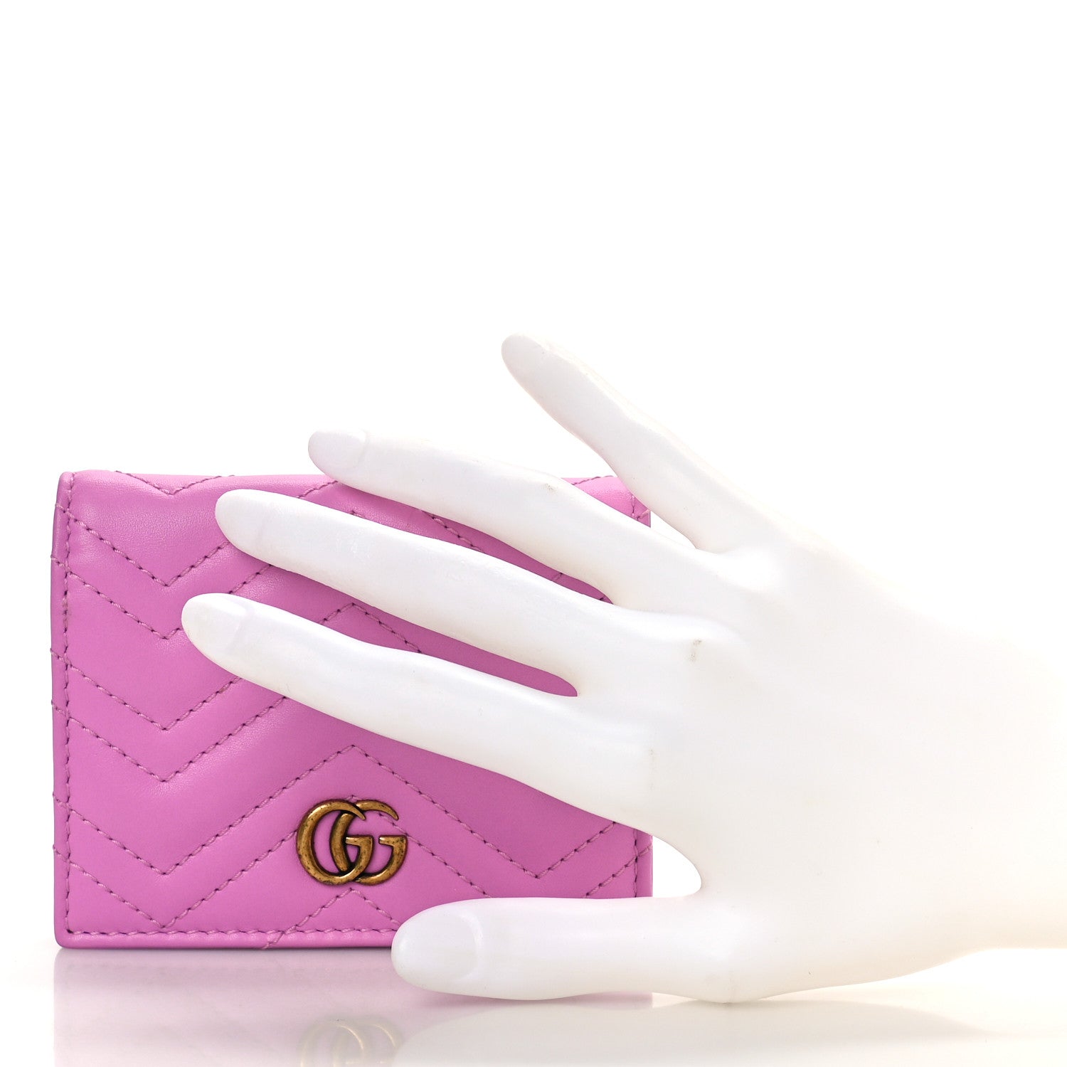 Gucci Calfskin Matelasse GG Marmont Card Case Candy Mousse 2 of 8