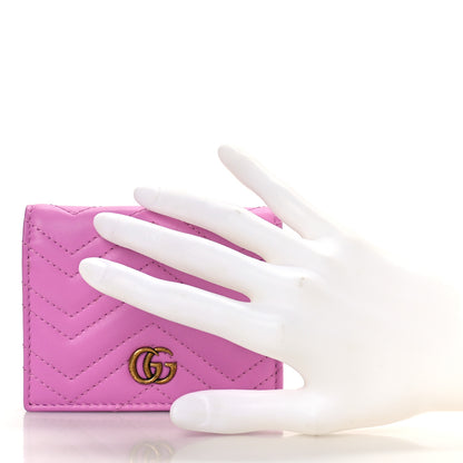Gucci Calfskin Matelasse GG Marmont Card Case Candy Mousse 2 of 8