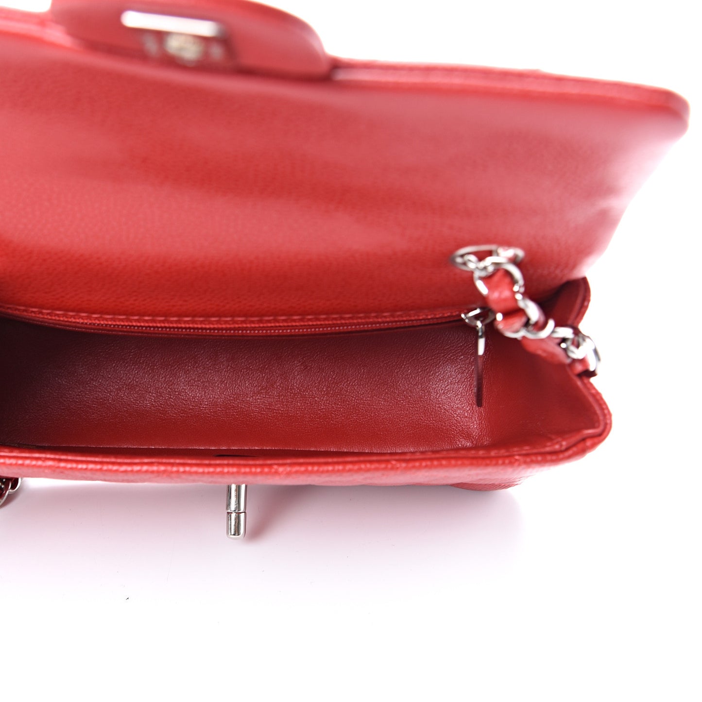 Caviar Quilted Mini Rectangular Flap Red