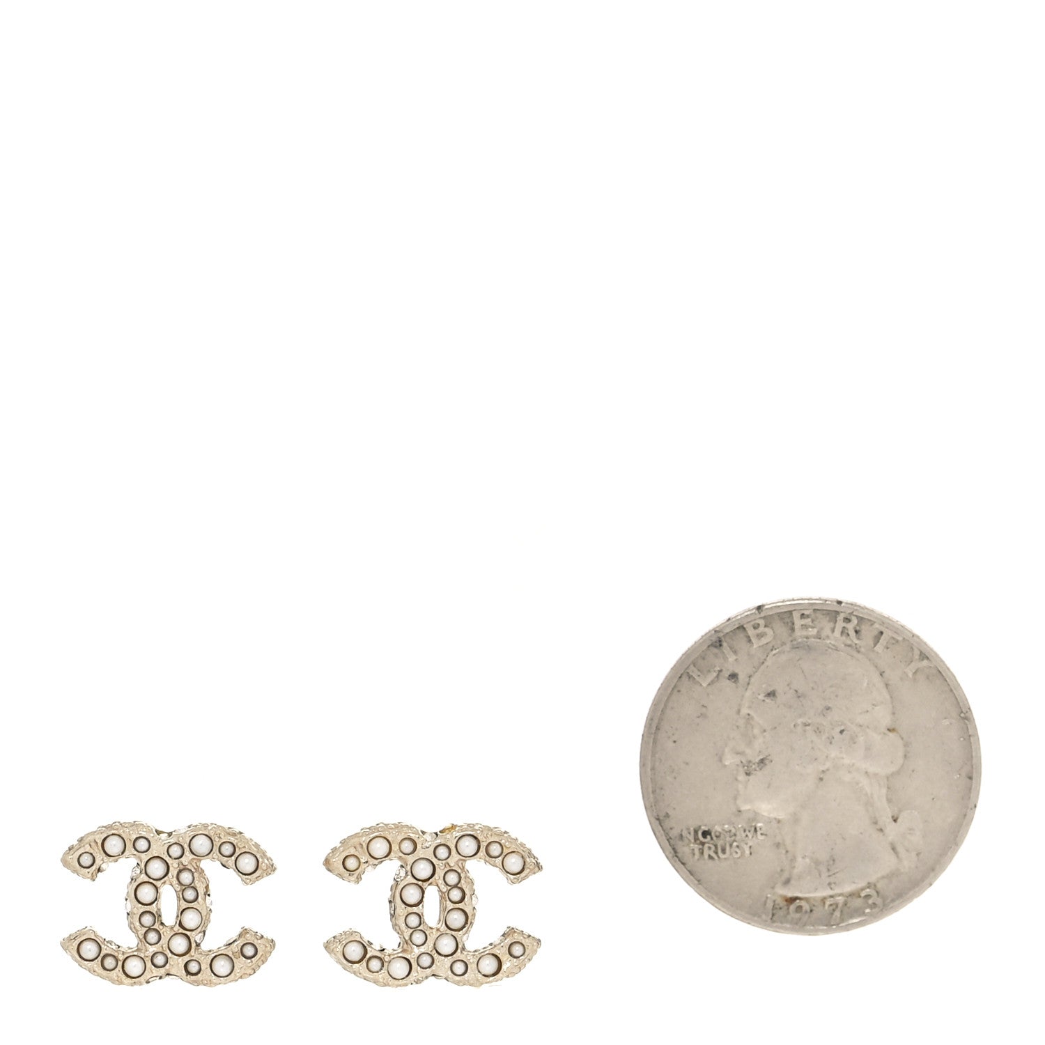 Chanel Metal Graduated Pearl Crystal CC Earrings Light Gold 2 of 5