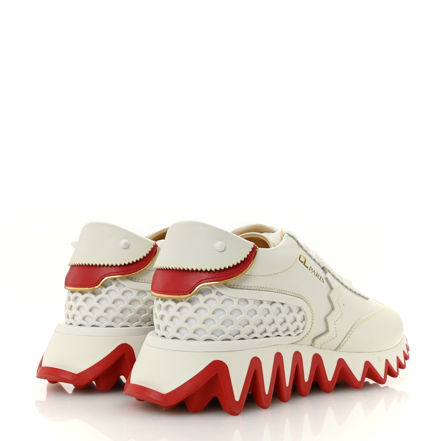 Christian Louboutin Calfskin Neoprene Womens Loubishark Sneakers 39 White 5 of 12
