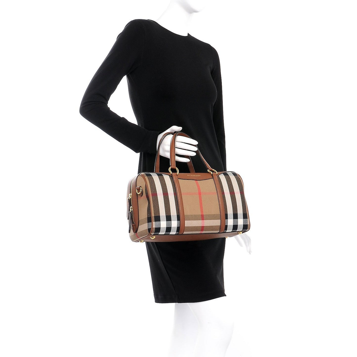 House Check Derby Calfskin Medium Alchester Bowling Bag Tan