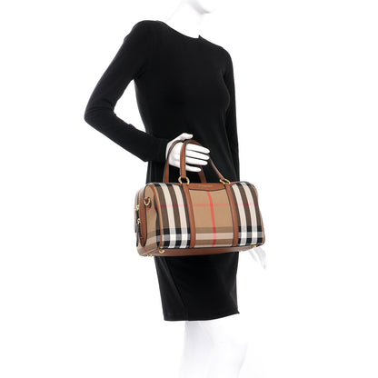 Burberry House Check Derby Calfskin Medium Alchester Bowling Bag Tan 3 of 10