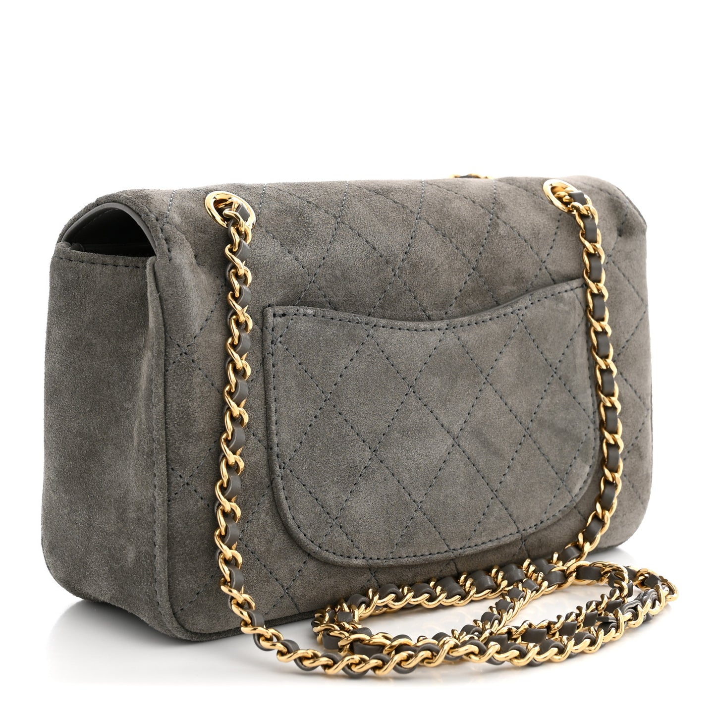 Suede Calfskin Mini Souplissimo Flap Dark Grey