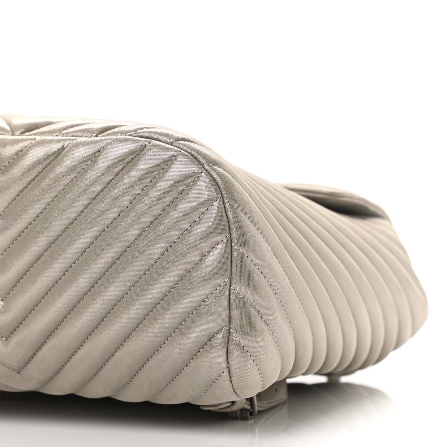 Iridescent Calfskin Chevron Quilted Small Urban Spirit Backpack Silver