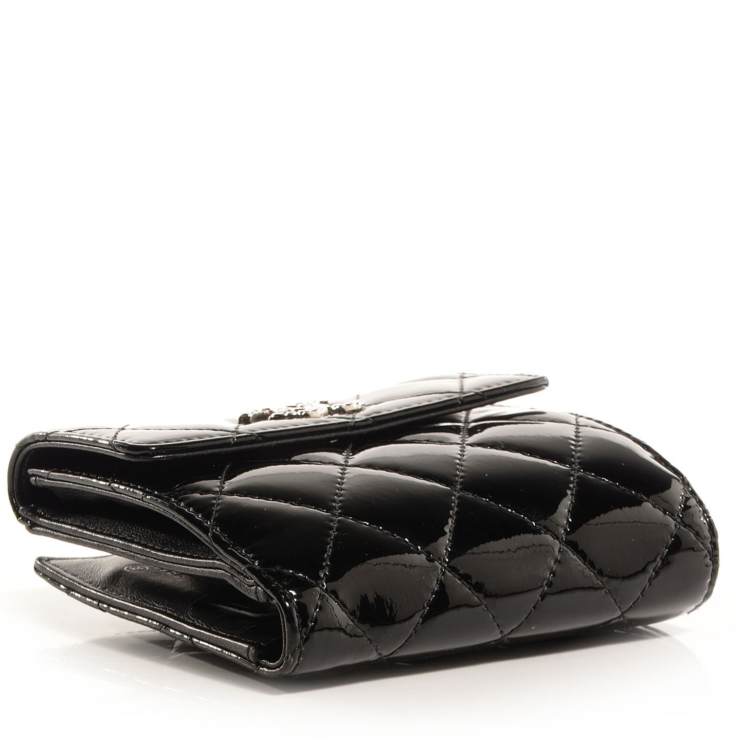 Patent Quilted Brilliant French Wallet Black