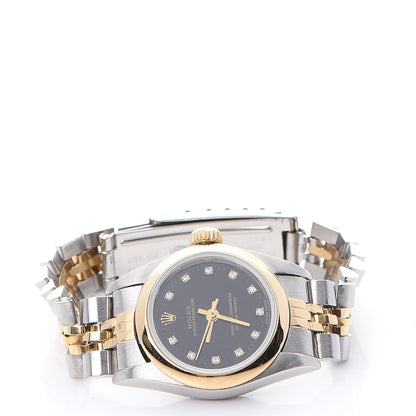 Rolex Stainless Steel 18K Yellow Gold Diamond 26mm Oyster Perpetual Datejust Watch Black 67193 3 of 10