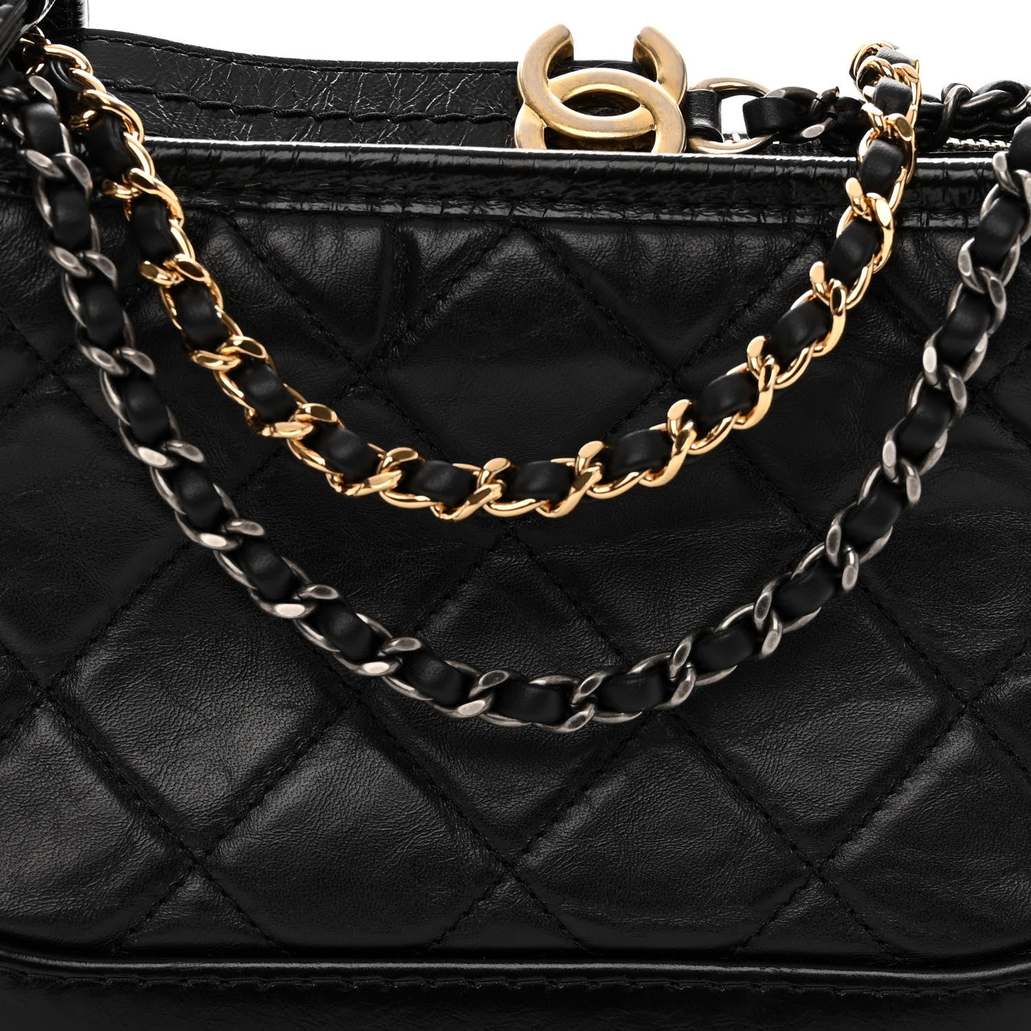 Chanel Aged Calfskin Quilted Small Gabrielle Hobo Black 8 of 11