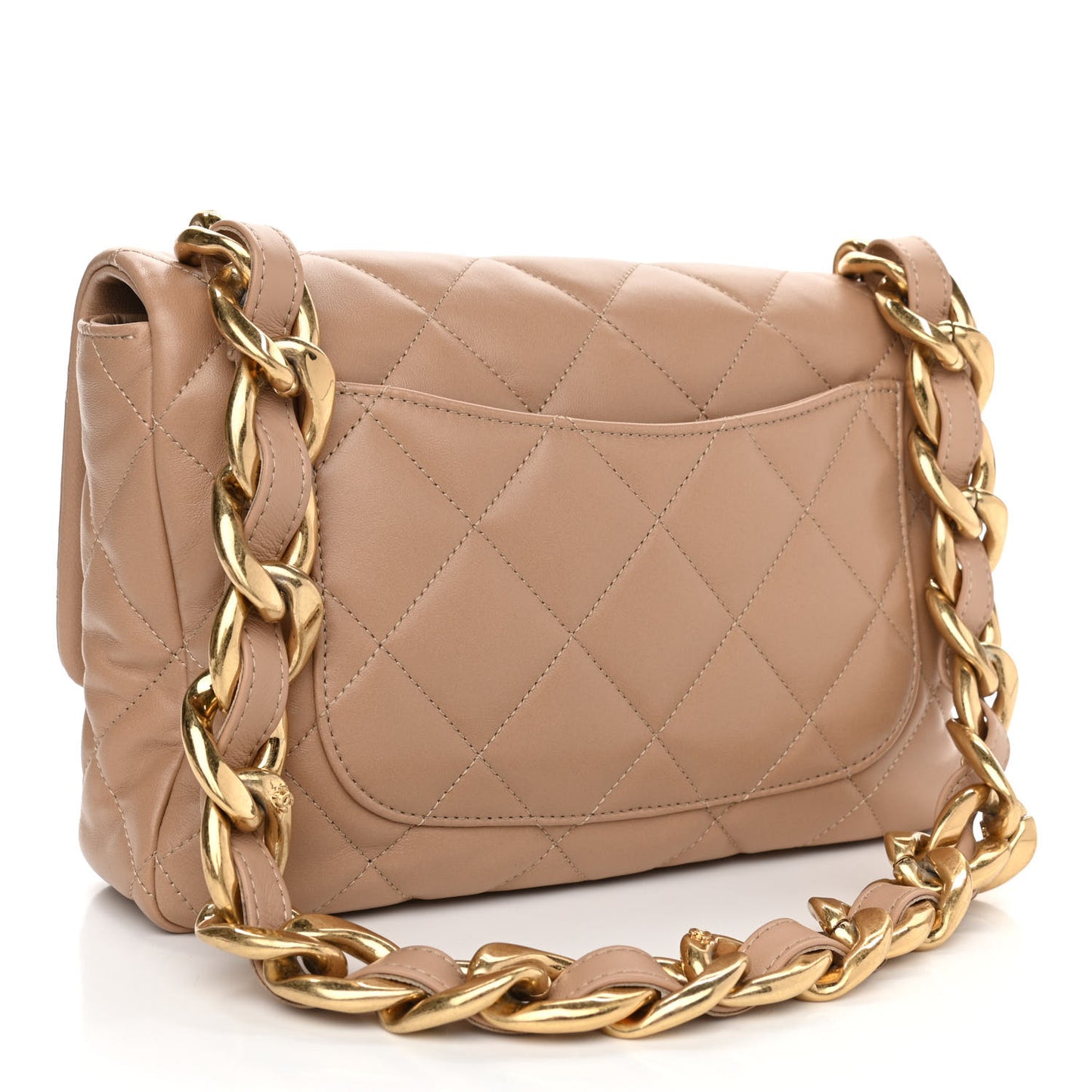 Lambskin Quilted Large CC Funky Town Flap Beige