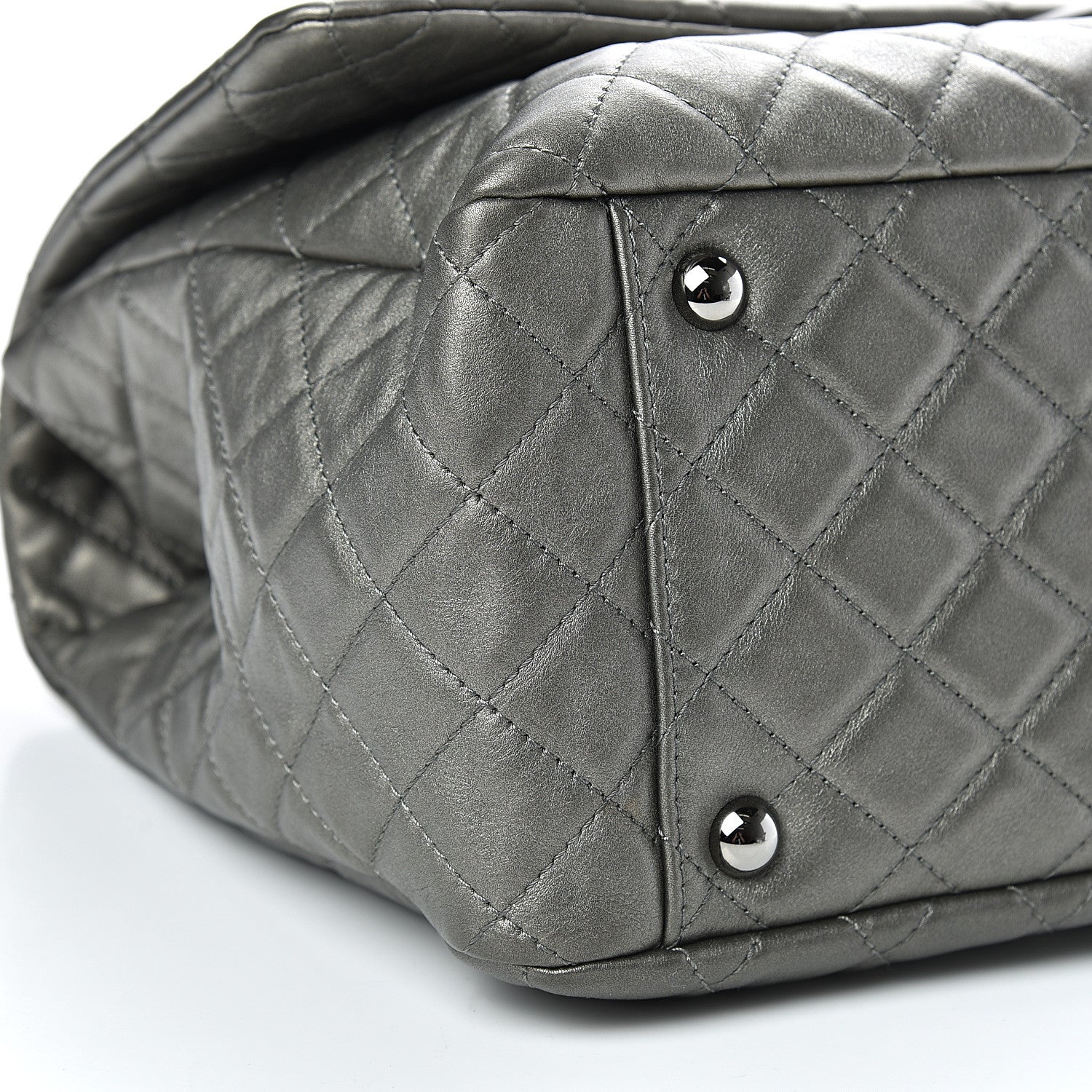 Chanel Metallic Calfskin Quilted XXL Travel Flap Bag Dark Silver 8 of 9