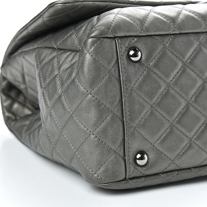 Chanel Metallic Calfskin Quilted XXL Travel Flap Bag Dark Silver 8 of 9