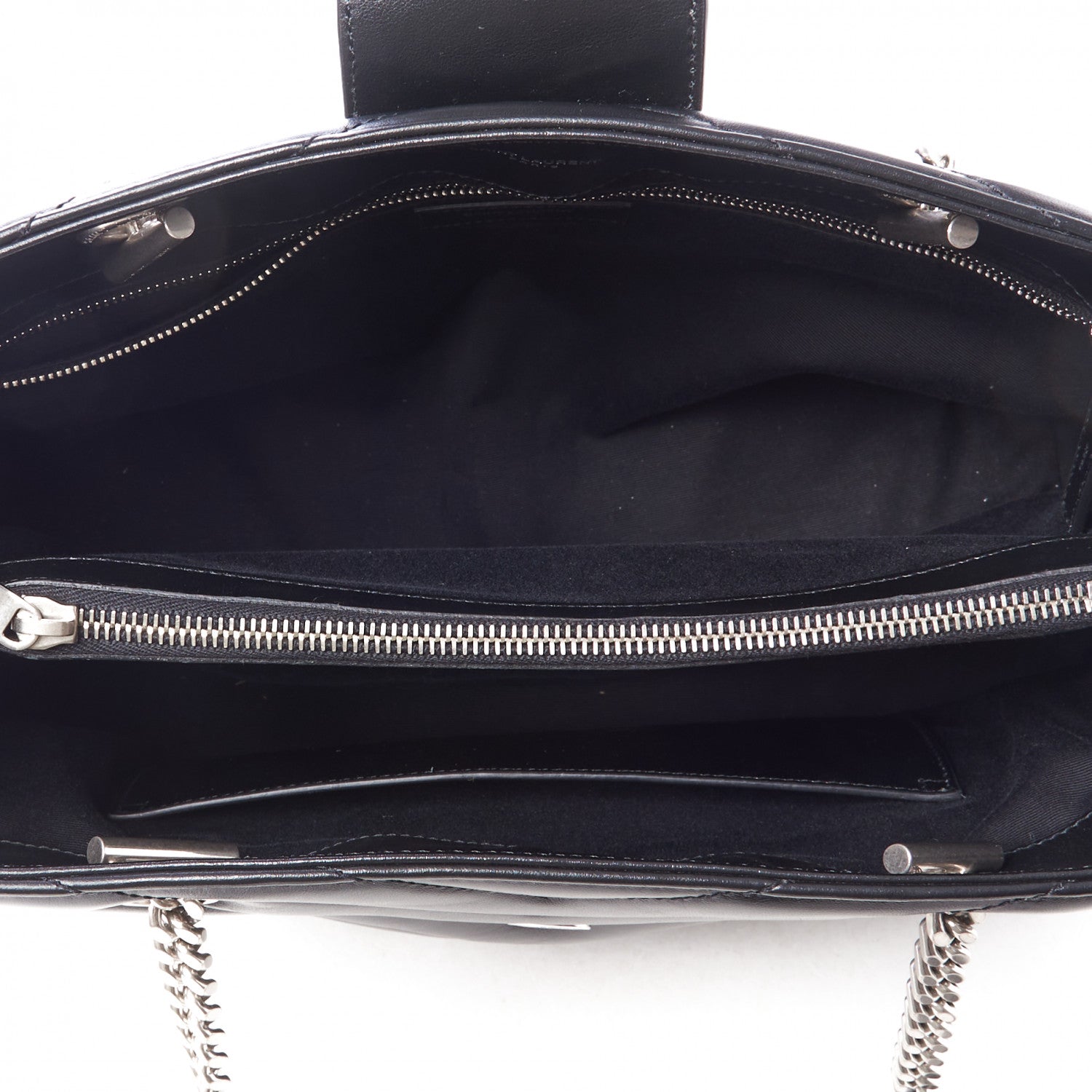Saint Laurent Calfskin Y Quilted Monogram Large Loulou Shopper Black 7 of 9